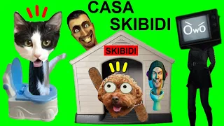 La casa de Skibidi Toilet 1-55 para gatos Luna y Estrella y mi perro con figuras de skibidi dop yes