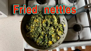 Fried nettles for dinner. This is a very easy recipe. Very good for your health