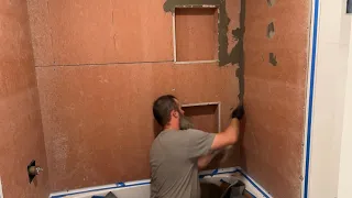 Bathtub hardie board install part 6 of house addition