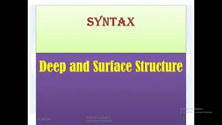 Syntax: Surface and Deep Structure