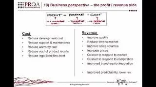 RoI: 10 Key Drivers - 10) Business perspective – the profit / revenue side