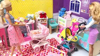 Barbie and Friend go shopping at the Baby Store!!