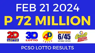 Lotto Result February 21 2024 9pm PCSO