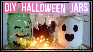 3 DIY Painted Halloween Jars 🎃 DIY Bat Jar, DIY Ghost Jar, & DIY Frankenstein Jar | DIY Room Decor