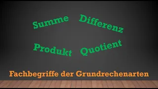 Fachbegriffe der Grundrechenarten | +  -  ∙  : | Mathe einfach erklärt!