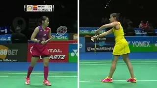 Yonex All England Open 2016 | Badminton QF M4-WS | Carolina Marin vs Ratchanok Intanon