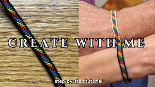 Bordered Candy Stripe Friendship Bracelet Tutorial - Pride Rainbow