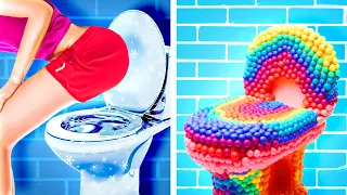 DIY Skittles Toilet! 🚽Genius Bathroom Gadgets, Creative Parenting Tips For Everyone by WOW HOW!