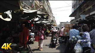 Orussey Market, Phnom Penh, Cambodia walking tour 4k 60fps