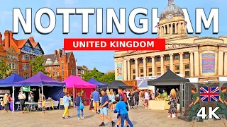 Nottingham 4K - United Kingdom - City Center Walking Tour