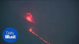 La Palma volcano spews ash and magma as lava flows approach sea