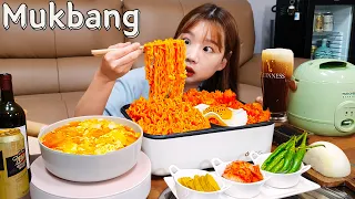 🥘스팸깍두기볶음밥+크림불닭볶음면🍜 김볶보다 훨맛있는 깍볶엔 계란국이 국룰🥰 Ft.더치맥주 FIRENOODLE  MUKBANG ASMR EATINGSHOW REALSOUND 요리먹방