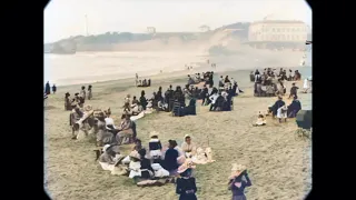 1900 - Beach in Biarritz, France [Colorized by AI]