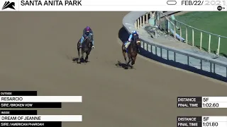 Resarcio (Outside) and Dream of Jeanne worked 5 Furlongs at Santa Anita Park on February 22nd, 2021.