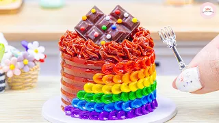 Miniature Half Rainbow Half Chocolate Cake Decorating Idea | Best Of Miniature Cake By Yummy Bakery