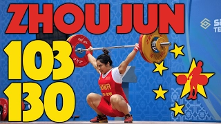 Zhou Jun (58, 21 y/o) - 103kg Snatch / 130kg Clean and Jerk [Slow Mo 50p]