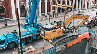 Flying excavators out of 100 foot hole