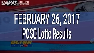 PCSO Lotto Results February 26, 2017 (6/58, 6/49, Swertres & EZ2)