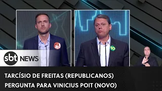 Tarcísio de Freitas pergunta à Vinicius Poit sobre empreendedorismo |Debate Governador SP (17/09/22)