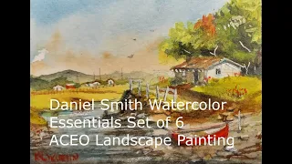 Daniel Smith Essentials Watercolor Set ACEO Landscape Painting Demonstration