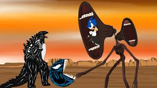 Godzilla, SONIC vs PAC: SIREN HEAD - VENON Attack Attack [P2] - Godzilla Cartoon Animation