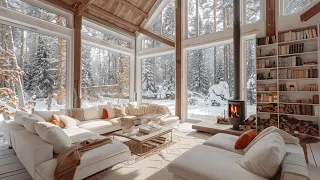 Snowy Forest Escape with Crackling Fireplace | Winter ASMR Ambience for Relaxation and Deep Sleep