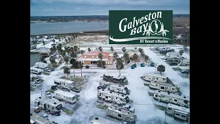 Galveston Bay RV Resort Ice Snow Aerial Drone Video Winter Storm Uri Viola