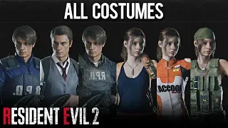 Resident Evil 2 REMAKE - ALL COSTUMES & OUTFITS (Including Leon & Claire's DLCs)