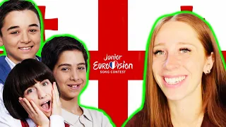 LET'S REACT TO GEORGIA'S SONG FOR JUNIOR EUROVISION 2023 // ANASTASIA & RANINA - OVER THE SKY