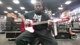 Playing a used Epiphone Firebird at Guitar Center in Las Vegas, NV