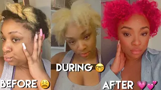 BLEACHING AND DYEING MY NATURAL TYPE 4 HAIR PINK | DIY | 4B/4C HAIR | DESIREE KAMI 2020