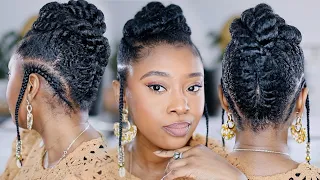 Simple Flat Twist Updo On Natural Hair | Quarantine but make it CUTE!