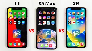 iPhone 11 vs iPhone XS Max vs iPhone XR iOS 16 SPEED TEST in 2022! | iOS 16 is Game Changer!