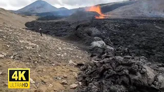 Northern vents of Fissure Line cool down (4K) 🌋 Here lava broke through to surface! 10.08.22