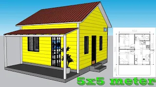 2 Bedroom With Veranda Small House 5x5 meter Design