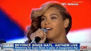 Beyoncé Sings National Anthem Live at Press Conference & Admits Lip Syncing