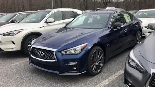 2020 Infiniti Q50 red sport startup, walkaround, exhaust clip, engine tour