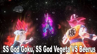 Super Saiyan God Goku, Super Saiyan God Vegeta VS Beerus Fight Dragon Ball Xenoverse 2 4K