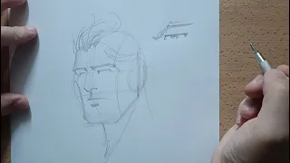 sketching a Jim Lee style face