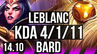 LEBLANC & Jinx vs BARD & Seraphine (SUP) | 4/1/11, 600+ games | EUW Master | 14.10