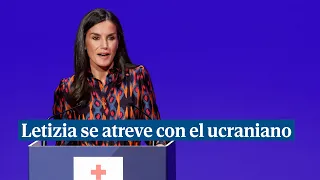 Doña Letizia se atreve con el ucraniano y le dedica un gesto de cariño a una mujer que se tropieza