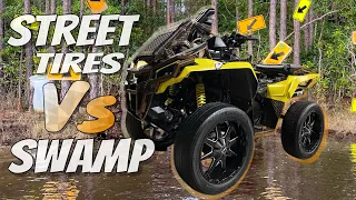 Street tires on a Canam Outlander. SHOCKED!!