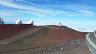 Scenic View of Observatories on top of Mauna Kea Volcano - Big Island Hawaii