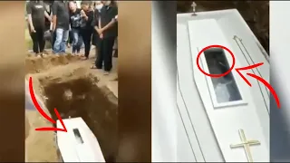 Ghost Waves to Mourners from Coffin at a Funeral