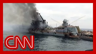 Images appear to show final moments of Russian warship