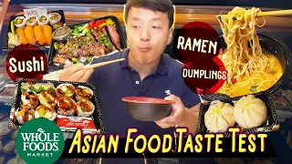 Trying SUSHI, RAMEN, DUMPLINGS From Whole Foods | Whole Foods Asian FOOD REVIEW