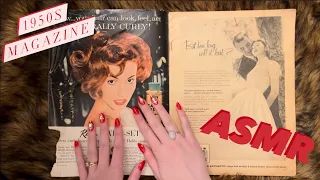 🍒50s MAGAZINE ASMR: Crinkly page tracing & soft whispers with a vintage Family Circle