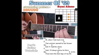 Summer Of '69 - Bryan Adams guitar chords w/ lyrics & strumming tutorial