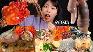 ASMR MUKBANG| RAW SEAFOOD (RAW OCTOPUS, SPOON WORM, SEA CUCUMBER,  SEA SQUIRT, ABALONE, SHRIMP)