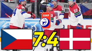 ČESKO vs DÁNSKO | 7:4 | Mistrovství světa v hokeji 2024 | SESTŘIH